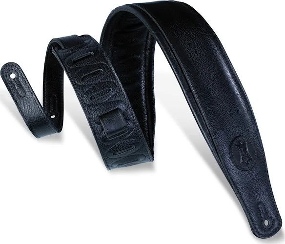Levy's 3" wide black garment leather guitar strap.