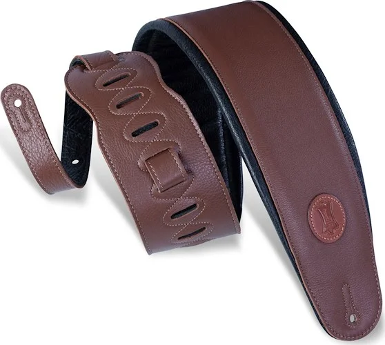 Levy's 4 1/2" wide brown garment leather bass guitar strap.
