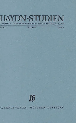 Mai 1970 - Haydn Studies Volume II, No. 3