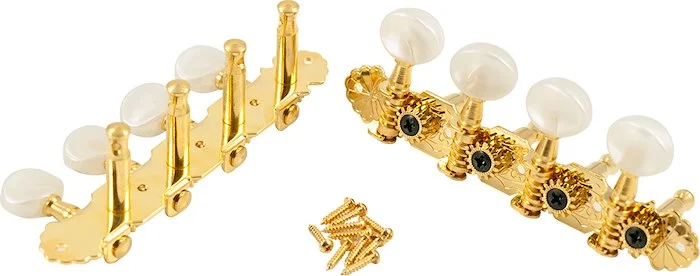 WD 4-On-A-Plate Deluxe Mandolin Tuning Machines Gold With Gold Gear