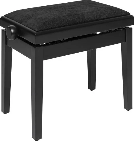 Matt black hydraulic piano bench with fireproof black velvet top
