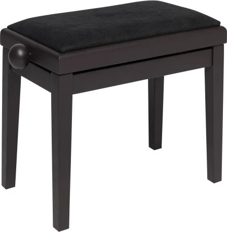 Matt piano bench, rosewood colour, with black velvet top