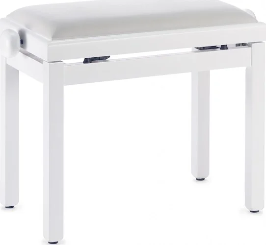 Matt white piano bench with white velvet top