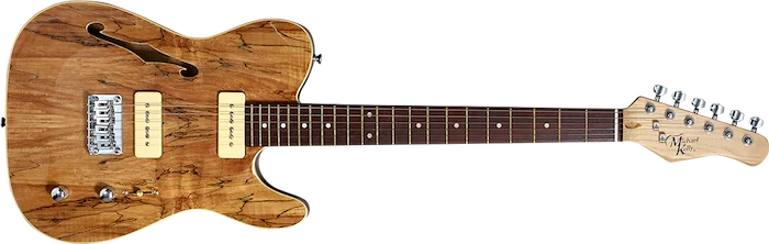 Michael Kelly 59 Thinline Electric Guitar with Spalted Maple Finish - Includes P90 Pickups and "F" Holes