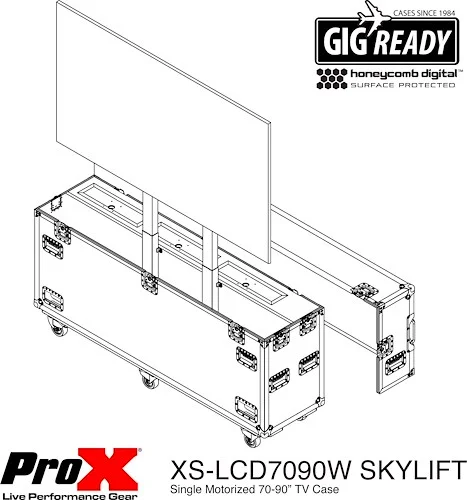 Motorized Universal Case For Flat Panel Monitor LED LCD TV Dual 80" to 100" Flight Case W 4" Casters