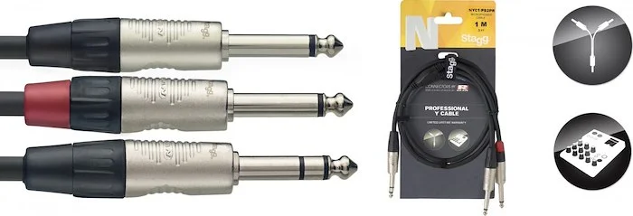 N series Y-cable, jack/jack (m/m), stereo/mono, 1 m (3')