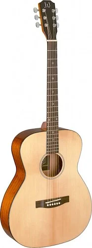 Natural-coloured acoustic auditorium guitar with solid spruce top, Bessie series