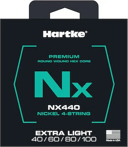 NX 4-String Extra Light Bass Strings - Premium Nickel Bass Guitar Strings, NX440