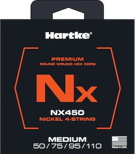 NX 4-String Medium Bass Strings - Premium Nickel Bass Guitar Strings, NX450 Image