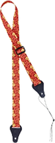 Ortega Guitars OUS-ORFL Slim Nylon Ukulele Strap 1 1/2” Width, Orange Flower Design