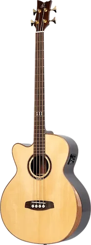 Ortega Guitars Private Room Striped Ebony Suite Left-Handed w/ Arm Rest Solid Top Acoustic-Electric Bass w/ Bag
