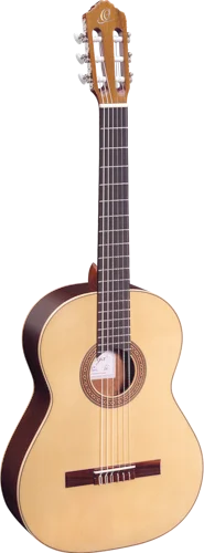 Ortega Guitars R210 Traditional Series Classical 6-String Guitar w/ Free Bag, Made in Spain with Solid Canadian Spruce Top and Mahogany Body, Gloss Finish