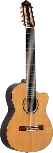 Ortega Guitars RCE159-8 Feel Series Acoustic Electric Nylon 8-String Guitar w/ Free Bag, Solid North American Cedar Top and Walnut Body, Natural Gloss Finish