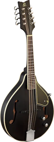 Ortega Guitars RMAE40SBK A-Style Series Arched Mandolin with F-Holes Spruce Top Maple Body & Built-in Electronics w/ Free Bag, Black Satin Finish