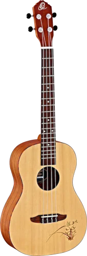 Ortega Guitars RU5-BA Bonfire Series Baritone Ukulele with Tortoise Binding and Laser Etching