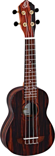 Ortega Guitars RUEB-SO Ebony Series Soprano Ukulele Ebony top, back & sides Open Pore Finish with Free Deluxe Gig Bag