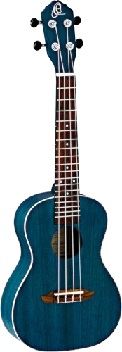Ortega Guitars RUOCEAN Earth Series Concert Ukulele with White ABS Binding Transparent Ocean Blue Open Pore Finish