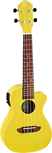 Ortega Guitars RUSUN-CE Earth Series Concert Ukulele with White ABS Binding Transparent Yellow Open Pore Finish, with Elect/Cutaway