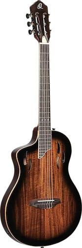 Ortega Guitars TourPlayer Series Left-Handed Thinline Crossover Electric Nylon Guitar Acacia Burst Finish w/Bag