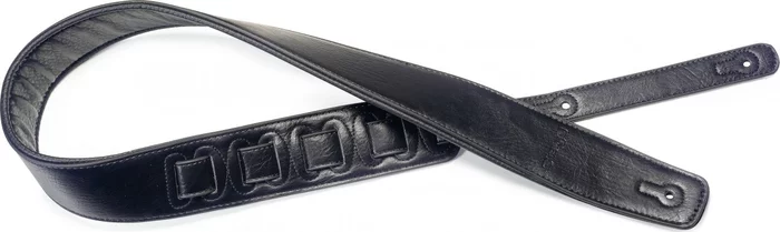Black padded leatherette guitar strap, large