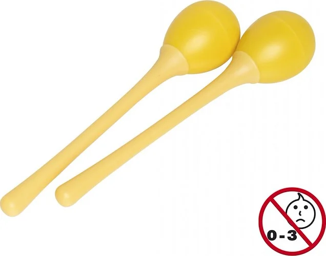 Pair of long handled plastic egg maracas