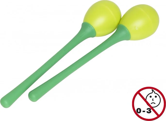 Pair of long handled plastic egg maracas