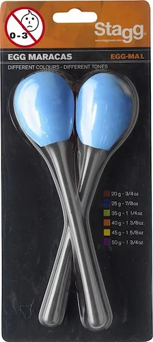 Pair of long handled plastic egg maracas