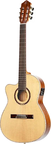 Performer Series Left-Handed Solid Top Thinline Crossover Acoustic-Electric Nylon Classical Guitar w/ Bag