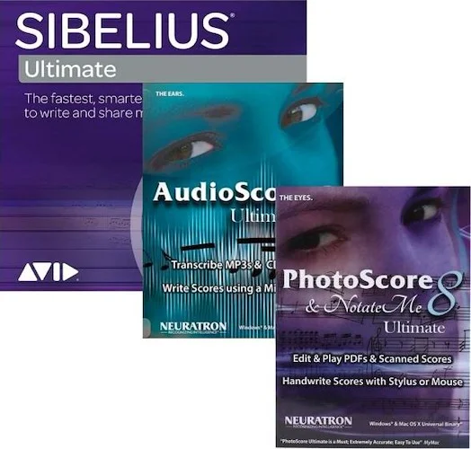 PhotoScore/AudioScore/NotateMe Ultimate Bundle (Download)<br>Play back and edit scanned sheet music and PDFs plus tools to help you transcribe MP3s/CD tracks.