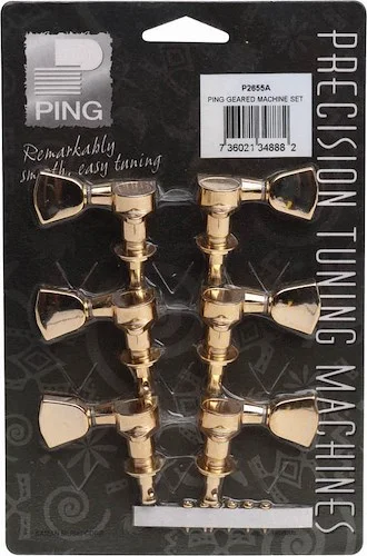 Ping 2655A Venitian Button Machine Heads. 3 Bass 3 Treble Chrome