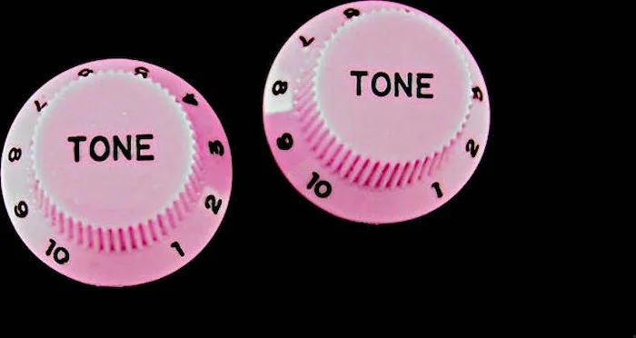 PK-0153 Set of 2 Plastic Tone Knobs for Stratocaster®<br>Pink, Pack of 2