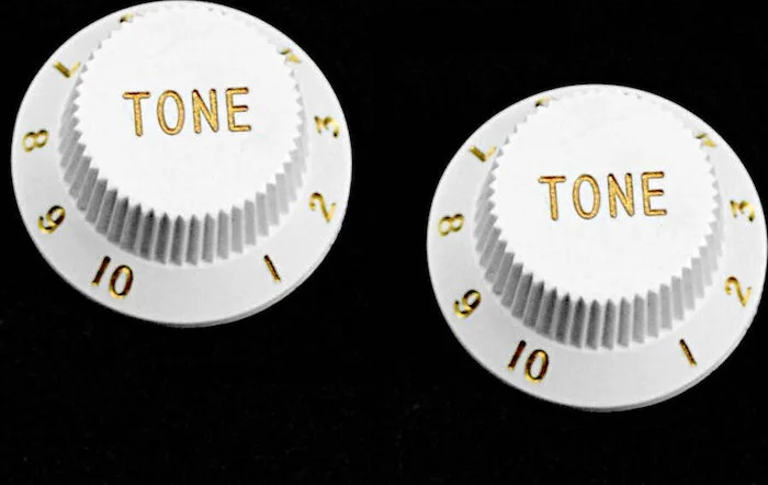 PK-0153 Set of 2 Plastic Tone Knobs for Stratocaster®<br>White, Pack of 2