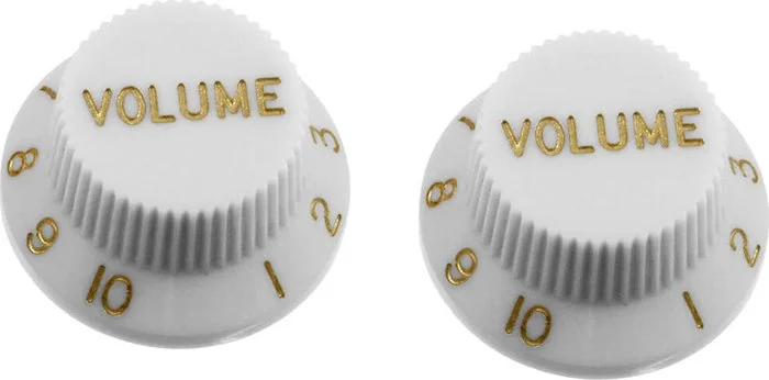 PK-0154 Set of 2 Plastic Volume Knobs for Stratocaster®<br>White, Pack of 2