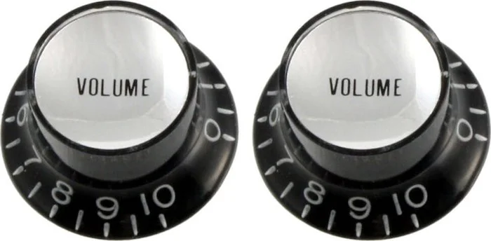 PK-0184 Set of 2 Volume Reflector Knobs<br>Black with Silver, Pack of 2