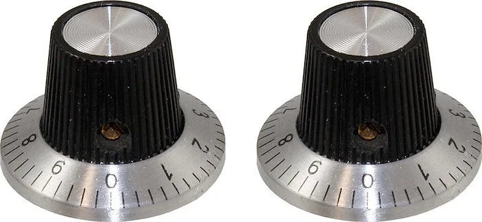 PK-3257-023 Radio Knobs, Black with Silver Number Ring, 1-3/32", Set of 2 Knobs.<br>