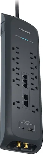 Power Strip Surge 10 AC 1 USB-C 1 USB-A black