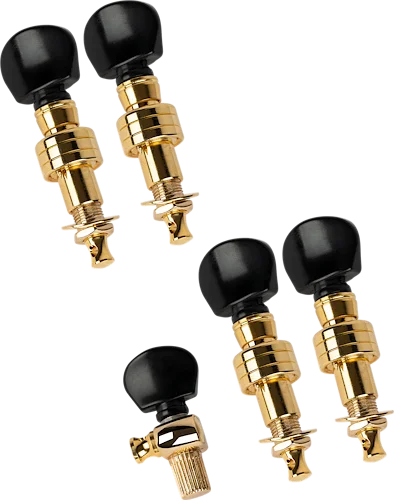 Professional 5-String Banjo Friction Tuning Pegs Gold w/ Black ABS Buttons
