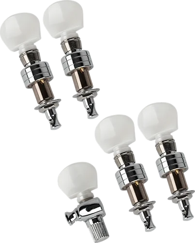 Professional 5-String Banjo Friction Tuning Pegs Chrome w/ White ABS Buttons