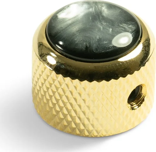 Q-Parts Knobs With Black Acrylic Pearl Inlay - Dome Gold