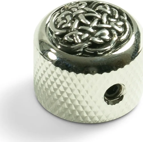 Q-Parts Knobs With Celtic Weave Inlay - Dome Chrome