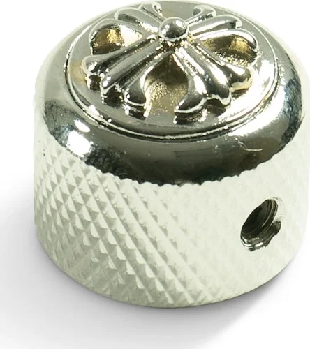 Q-Parts Knobs With Cross Inlay - Dome Chrome