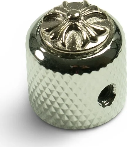 Q-Parts Knobs With Cross Inlay - Mini Dome Chrome