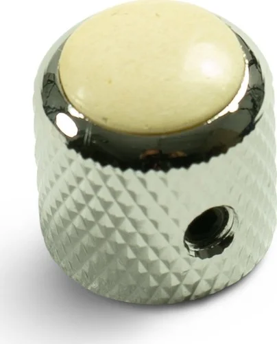 Q-Parts Knobs With Ivory Inlay - Mini Dome Chrome