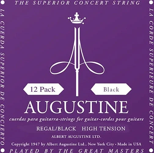 Regal/Black - High Tension Nylon Guitar Strings - Augustine Classical String Collection (12 Packs of All 6 Strings)