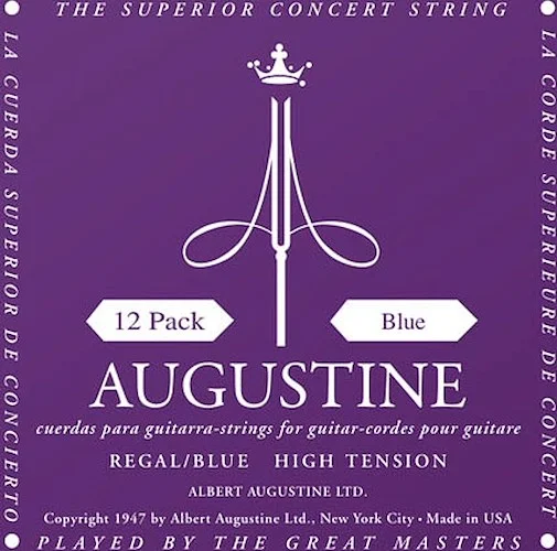 Regal/Blue - High Tension Nylon Guitar Strings - Augustine Classical String Collection (12 Packs of All 6 Strings)