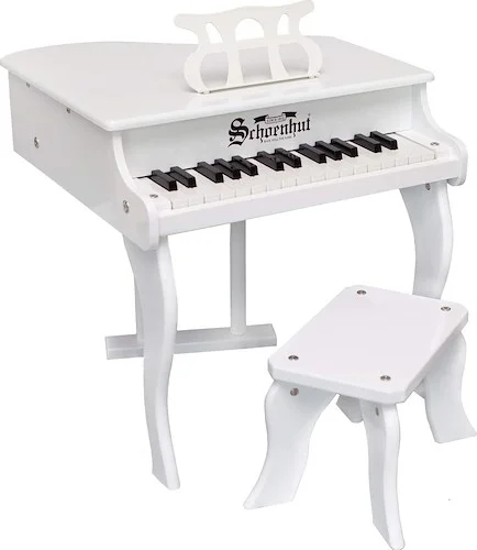 Schoenhut Fancy Baby Grand Piano - 30-Key Keyboard Piano with Bench - Kids Musical Instruments Promote Hand-Eye Coordination - Play and Learn White Piano for 3-12 Years Kids - Ideal Piano Toy for Gift Image