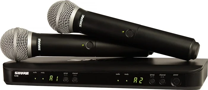 Shure BLX288/PG48 Wireless Dual Vocal System with Two PG58 Handheld Transmitters. H9 Band