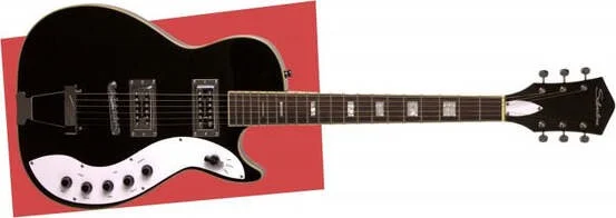 Silvertone Classic 1423-BGF Solid-Body Electric Guitar, Black/Gold Flake Finish