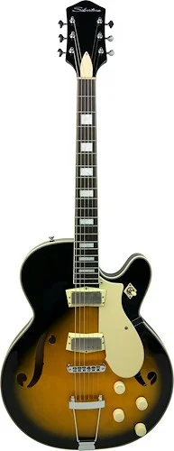 Silvertone Tobacco Sunburst Single Cut Semi-Hollow Electric Guitar w/ Trapeze Tailpiece / Custom Era Correct Mini Humbuckers (2)