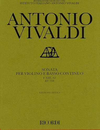 Sonata in G Major for Violin and Basso Continuo RV798 - Critical Edition Score and Parts Image